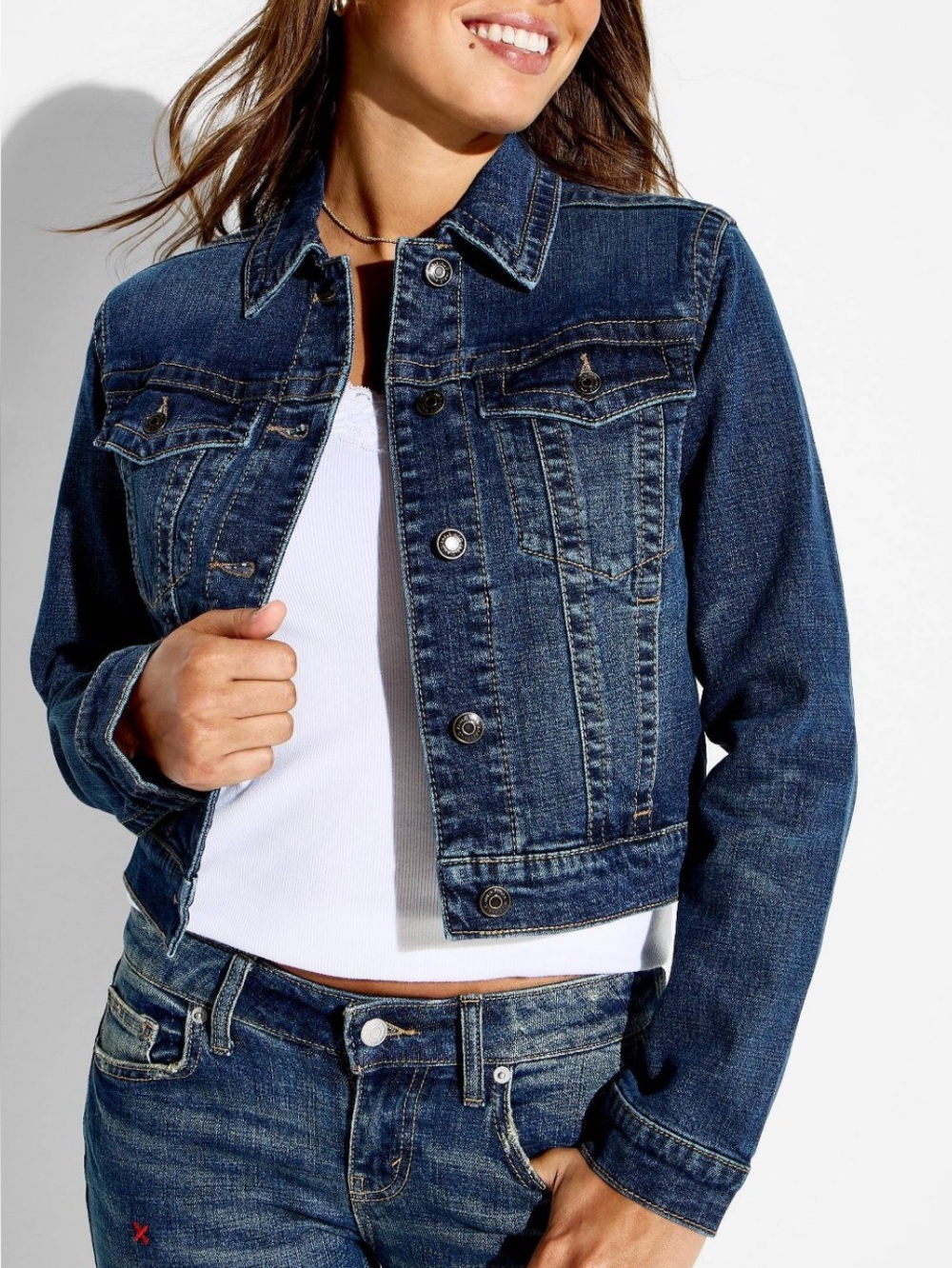 Wild fable shrunken cropped spandex jean jacket size large new tags